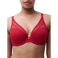 Chantelle Women's Norah Chic Plunge T-Shirt Bra - Black in Red | Size: 34B
