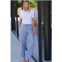 British Boxers Women's 'Staffordshire Blue' Herringbone Brushed Cotton Pyjama Trousers in Blue | Size: XL
