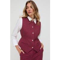 Lily and Lionel Women's Pandora Tailored Herringbone Print Waistcoat In Pink in Raspberry | Size: 12