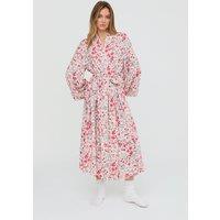 Lily and Lionel Women's Corina Kimono Style Jasmine Print Robe In Cream | Size: Small