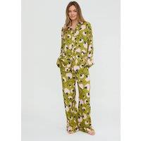 Lily and Lionel Women's Evie Long Sleeve Floral Print Pyjama Set In Green | Size: Medium