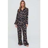 Lily and Lionel Women's Evie Long Sleeve Curious Zebra Print Pyjama Set In Black | Size: Medium