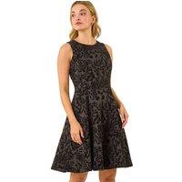 Dusk Women's Flocked Premium Stretch Dress in Black | Size: 10