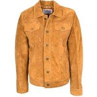 House of Leather Men's Mens Real Suede Trucker Jacket Lee Rider Style Timmy Tan | Size: 3XL