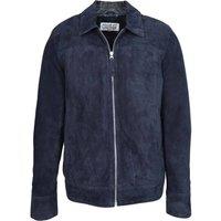 House of Leather Men's Mens Real Goat Suede Jacket Classic Zip Box Style Larry in Navy | Size: Small