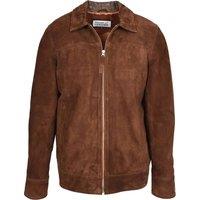 House of Leather Men's Mens Real Goat Suede Jacket Classic Zip Box Style Larry in Dark Brown | Size: Small
