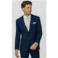 Dobell Men's Royal Blue Shadow Check Suit Jacket | Size: 44R
