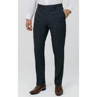 Dobell Men's Navy with Rust Check Suit Trousers | Size: 42R