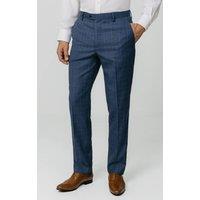 Dobell Men's Blue Check Suit Trousers | Size: 36R