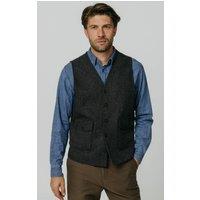 Dobell Men's Grey Barleycorn Tweed Waistcoat | Size: XL