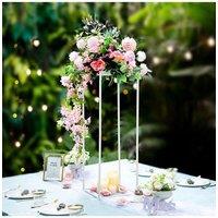Living and Home 21x21x40cm White Detachable Metal Geometric Flower Stand Wedding Centrepieces Aisle Decor for Ceremony, Gardens & Events