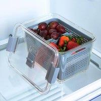 OHS Food Storage BPA Free Plastic Container with Lid Removable Basket in Grey