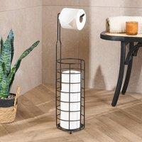 OHS Wire Toilet Roll Holder Freestanding Storage Rust Resistant Metal in Black