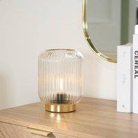 OHS Glass Cordless Table Lamp LED Battery Operated Night Light in Gold