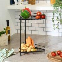 OHS 2-Tier Kitchen Corner Shelf Rack Freestanding Wire Storage Unit in Black