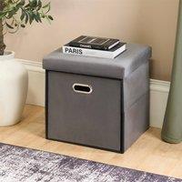 OHS Matte Velvet Ottoman Storage Drawer Cube Unit Shoe Organiser in Charcoal