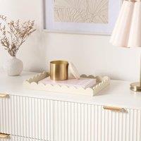 OHS Scallop Edge Storage Tray Engineered Wood Decorative Organiser in Cream