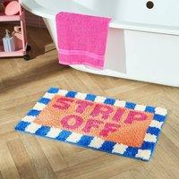 OHS Strip Off-Slogan Tufted Bath Mat Soft Absorbent Non Slip Shower Rug