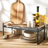 OHS Kitchen Rack Stand Countertop Storage Metal Shelf Organiser in Black