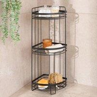OHS 3 Tier Shower Caddy Freestanding Bathroom Corner Shelf Organiser in Black