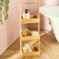 OHS 3 Tier Bamboo Shower Caddy Freestanding Bathroom Storage Organiser in Natural