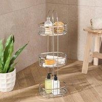 OHS 3 Tier Shower Caddy Rust Resistant Metal Bathroom Organiser in Silver