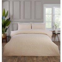 Rapport Home Seersucker Polycotton Luxury Duvet Cover Set with Pillowcase in Cream | Size: Double