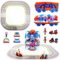 Marvel Spiderman Transforming Vehicle Playset - 17-Piece Truck & Headquarters