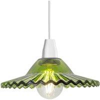 Happy Homewares Modern Emerald Green Glass Pendant Light Shade with Rippled Design
