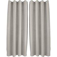 Happy Homewares Modern Textured Linen Fabric Blackout Eyelet Curtains - 2 Panel in Taupe | Size: 117 cm width x 137 cm drop