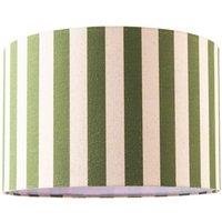 Happy Homewares Garden Olive Green & Oatmeal Linen Striped Shade with Fabric Inner | Size: 12 inches