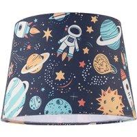 Happy Homewares Space Themed Childrens Lamp Shade with Rockets Planets & Astronauts | Size: 10 inches