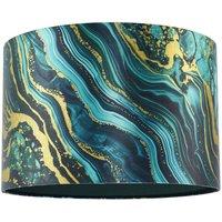 Happy Homewares Modern Green & Gold Satin Fabric Lamp Shade with Wavy Marble Design | Size: 12 inches