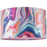 Happy Homewares Modern Chic Satin Fabric Lamp Shade with Colour Mix Marble Design | Size: 12 inches