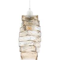 Happy Homewares Sleek Gold Tinted Pendant Light Shade with Staggered Rectangular Body