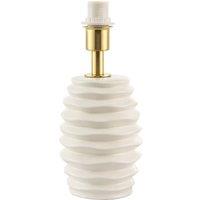 Happy Homewares Modern Gloss Ceramic Table Lamp Base with Deep Rippled Grooves in White