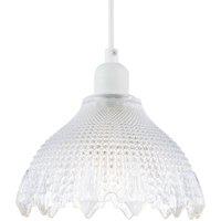 Happy Homewares Classic Ornate Round Clear Glass Pendant Shade with Moulded Design