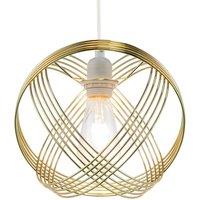Happy Homewares Polished Plated Gold Spherical Pendant Light Shade with 4-Ring Design