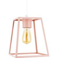 Happy Homewares Industrial Lantern Lamp Shade in Matte Pink with Square Top & Bottom