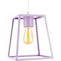 Happy Homewares Industrial Lantern Lamp Shade in Soft Lilac with Square Top & Bottom