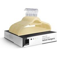 Keplin Velvet Hangers, Non-Slip Clothes Hangers with Tie Bar, 30 Pack in Cream