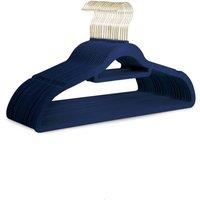 Keplin Velvet Hangers, Non-Slip Clothes Hangers with Tie Bar, 30 Pack in Navy