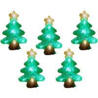Samuel Alexander 12cm Set of 5 Light up Christmas Tree Ornaments with 50 White LEDs in Green