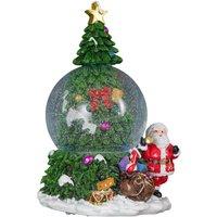 Samuel Alexander 10cm Musical Tree Santa Spin Snowsphere with Colour Changing LEDs in Red