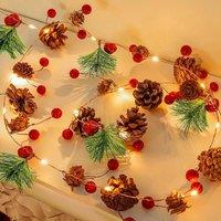 Marco Paul 7ft Luxury Pre-Lit Christmas Garland with Pine Cones & Berries