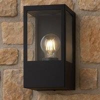CGC Lighting Dave Black E27 Outdoor Wall Light Box Lantern Clear Diffuser IP54