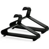Keplin Adult Plastic Coat Hangers - 25 Pack Strong Clothes Hangers in Black