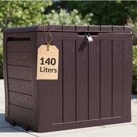 Novecrafto Plastic Garden Storage Box 140L, 60x44x57cm, Waterproof Outdoor Chest in Brown | Size: 60 x 44 x 57 cm