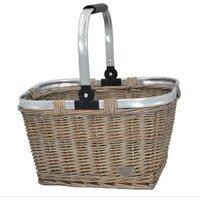 Red Hamper Grey Wash Folding Aluminium Handle Shopping Basket