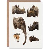 Artery8 Richard Lydekker Art Card Animals Vintage Illustration in White